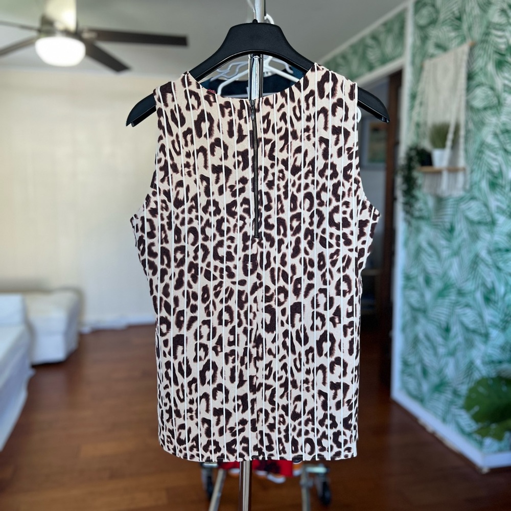 Cabi Leopard Ginger Bow Tank Top Blouse Animal Print Brown 3070 Sz M - Picture 6 of 8